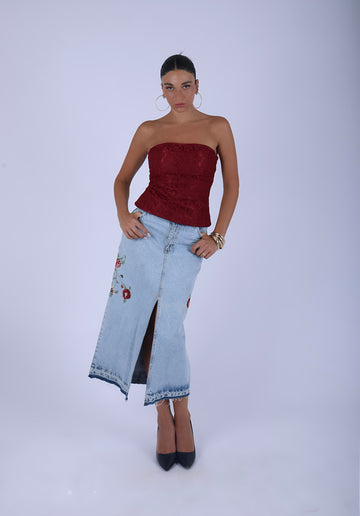 Flora Denim Skirt